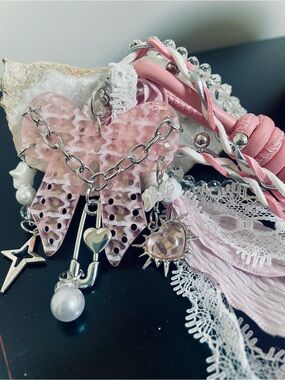 Pink Silver Bag Charm 👛
